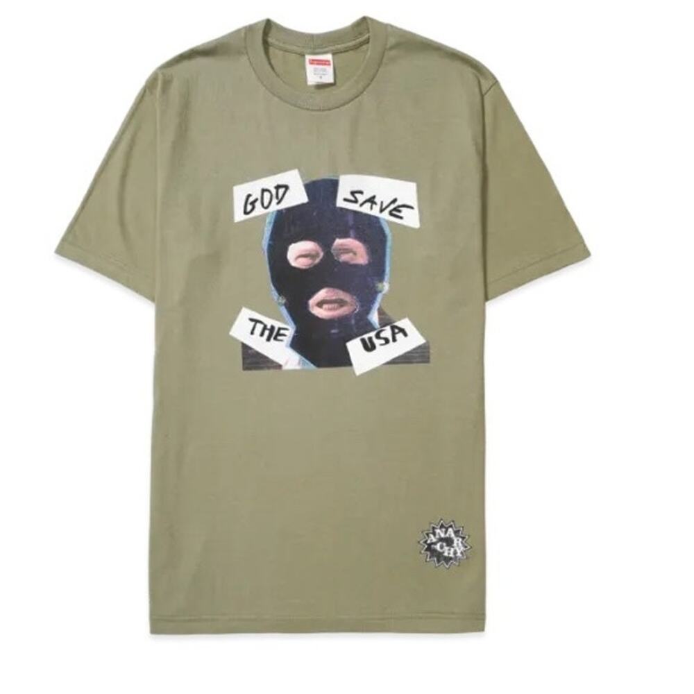 Size XXL Supreme God Save Us Tee Light Olive SS26 Jamie Reid NEW Cross-Posted